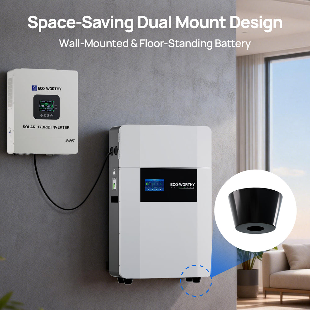 Eco - Worthy 48V 100Ah Wall - Mounted With Bluetooth & Wifi, 5.12kWh Lithium Battery | IEC62619, CEC - eco - worthy - uk