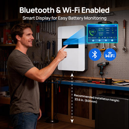 Eco - Worthy 48V 100Ah Wall - Mounted With Bluetooth & Wifi, 5.12kWh Lithium Battery | IEC62619, CEC - eco - worthy - uk