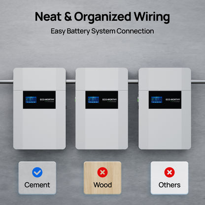 Eco - Worthy 48V 100Ah Wall - Mounted With Bluetooth & Wifi, 5.12kWh Lithium Battery | IEC62619, CEC - eco - worthy - uk