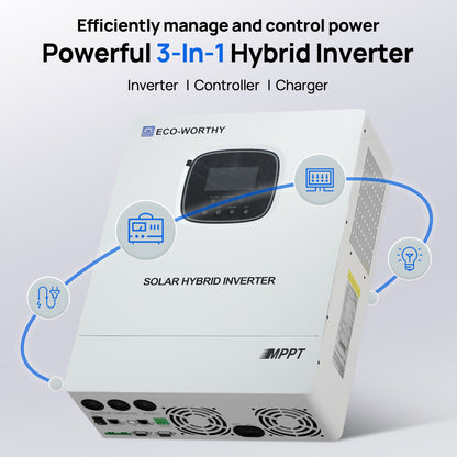 ECO - WORTHY 5.12KWh Home Backup Power With 48V 100Ah LiFePO4 And 3000W 48V All in One Off Grid Inverter - eco - worthy - uk