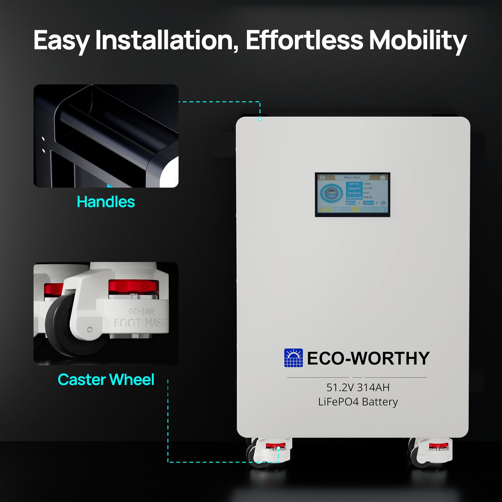 ECO - WORTHY 48v(51.2V) 314Ah LiFePO4 Battery| Solar Battery Backup for Home - eco - worthy - uk