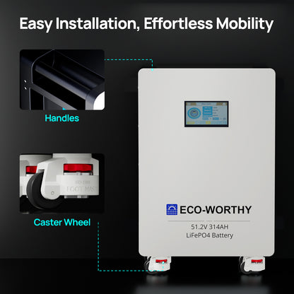 ECO - WORTHY 48v(51.2V) 314Ah LiFePO4 Battery| Solar Battery Backup for Home - eco - worthy - uk