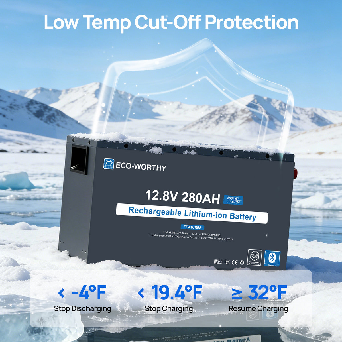ECO-WORTHY EnergyRock 12V 280Ah Metal Case LiFePO4 Lithium Battery With Bluetooth and low-temp protection - eco-worthy-uk