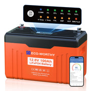 ECO-WORTHY EnergyTrek 12V 100Ah LiFePO4 Lithium Battery with Bluetooth and Low-Temp Protection