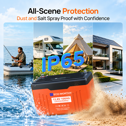 ECO-WORTHY EnergyTrek 12V 100Ah LiFePO4 Lithium Battery with Bluetooth and Low-Temp Protection - eco-worthy-uk