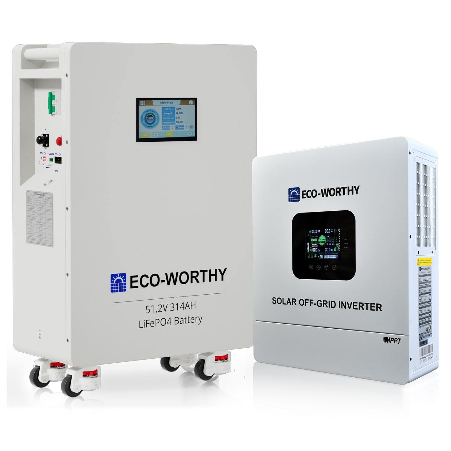 ECO-WORTHY Home Backup Power 16.08KWh 51.2V 314Ah Battery+5kW 48V Off Grid Inverter-01