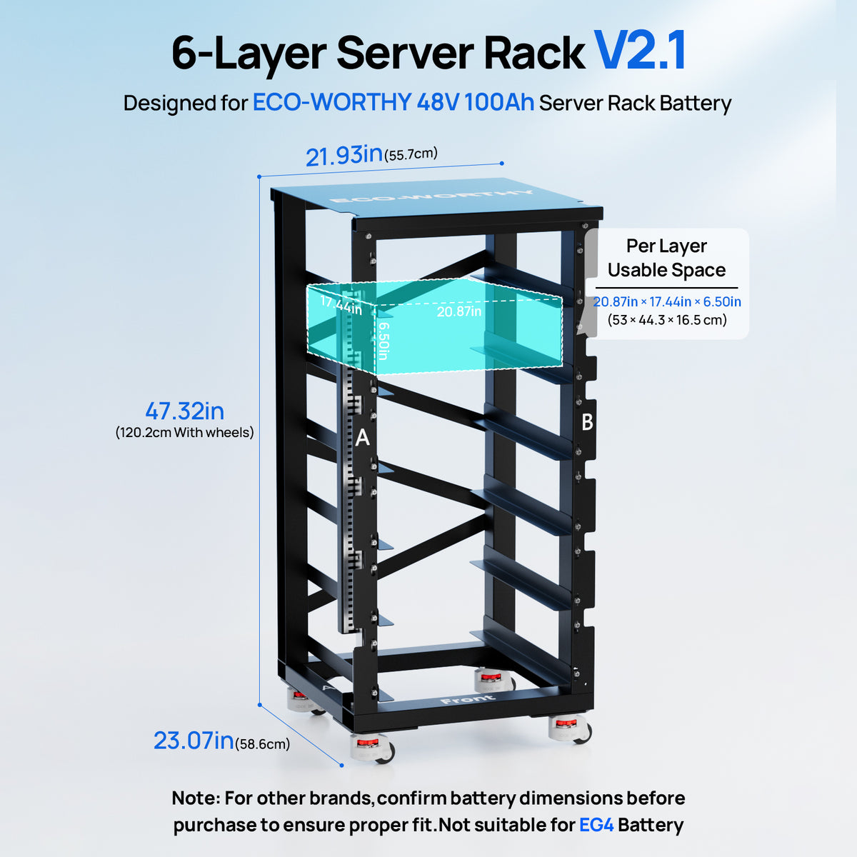 ECO-WORTHY RACK6 V2.1 I 6-Layer Rack With 600A Busbar| For Server Rack Battery All Versions - eco-worthy-uk