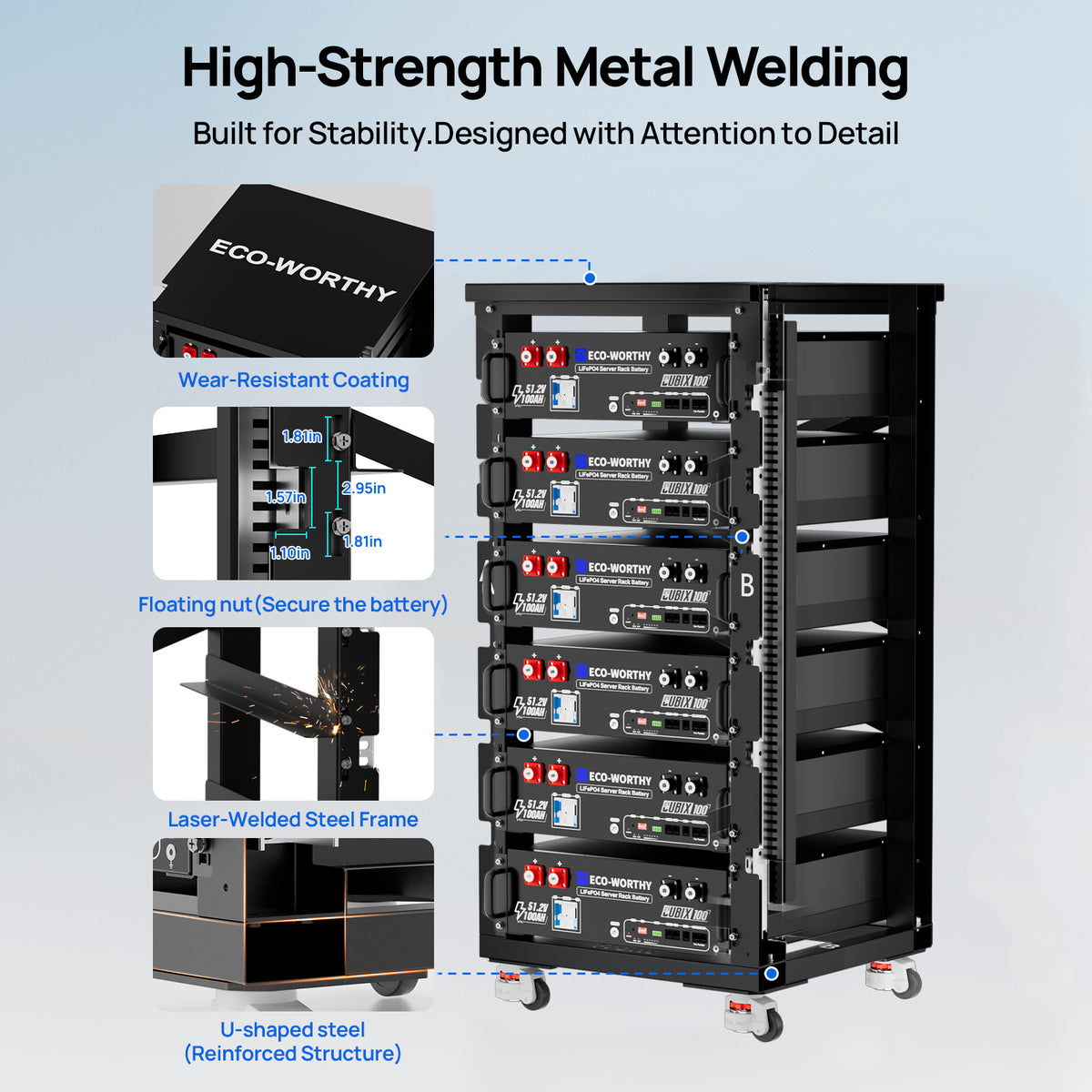 ECO-WORTHY RACK6 V2.1 I 6-Layer Rack With 600A Busbar| For Server Rack Battery All Versions - eco-worthy-uk
