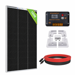 ECO-WORTHY 100W 200W 12V (1/2x Bifacial 100W) N-Type Solar Panel Kit with RV Mounting Brackets
