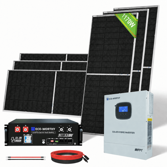 ECO-WORTHY 1170W 48V (6x Bifacial 195W) Complete Off Grid Solar Panel Kit - eco-worthy-uk