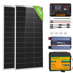 ECO-WORTHY 120W 240W 12V (1/2x120W) Complete Off Grid Solar Panel Kit