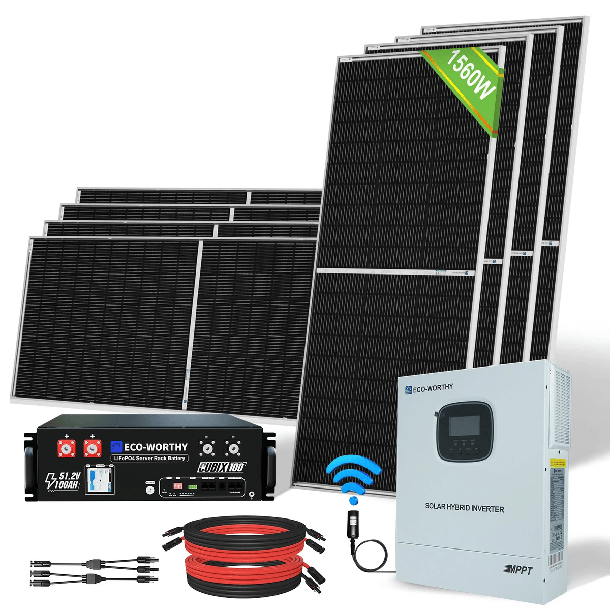 ECO-WORTHY 1560W 48V (8x Bifacial 195W) Complete Off Grid Solar Panel Kit - eco-worthy-uk