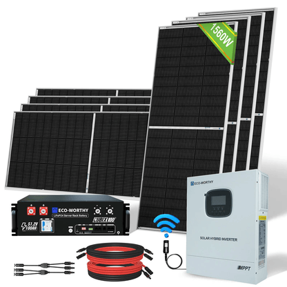 ECO-WORTHY 1560W 48V (8x Bifacial 195W) Complete Off Grid Solar Panel Kit - eco-worthy-uk