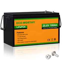 ECO-WORTHY 24V 100Ah LiFePO4 Lithium Battery