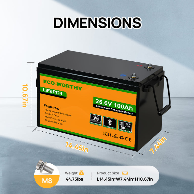24V 100Ah LiFePO4 Lithium Battery Upgraded Bluetooth Version and Low - Temp Protection - eco - worthy - uk