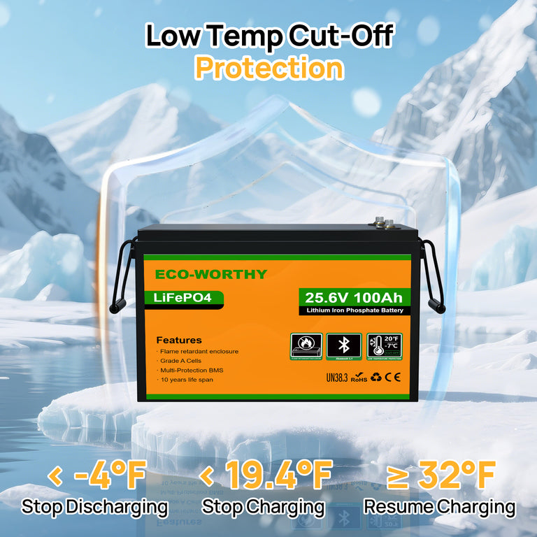 24V 100Ah LiFePO4 Lithium Battery Upgraded Bluetooth Version and Low - Temp Protection - eco - worthy - uk
