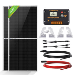 ECO-WORTHY 390W 12V (2x Bifacial 195W) Complete MPPT Off Grid Solar Panel Kit for Campervans