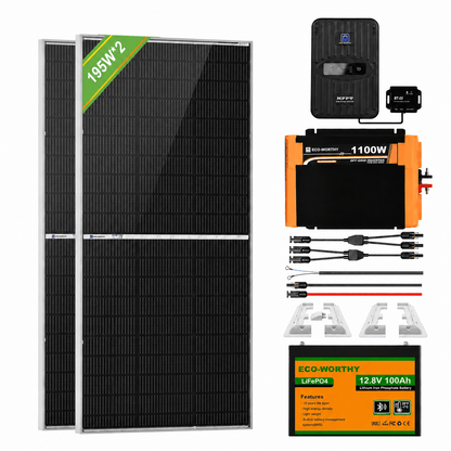 ECO-WORTHY 390W 12V (2x Bifacial 195W) Complete MPPT Off Grid Solar Panel Kit for Campervans - eco-worthy-uk