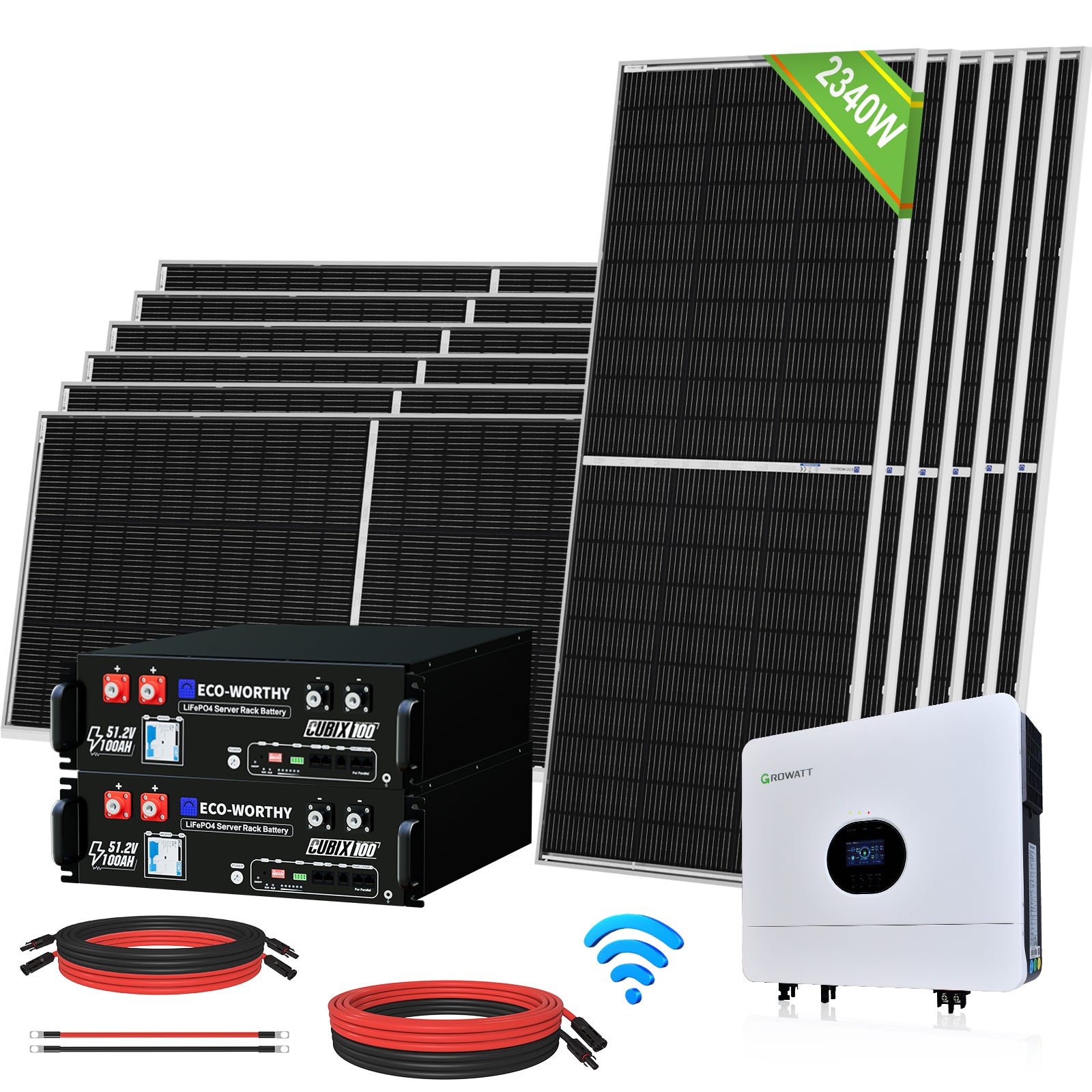ECO-WORTHY 48V 2340W (12x Bifacial 195W) Complete Off Grid Solar Panel Kit - eco-worthy-uk