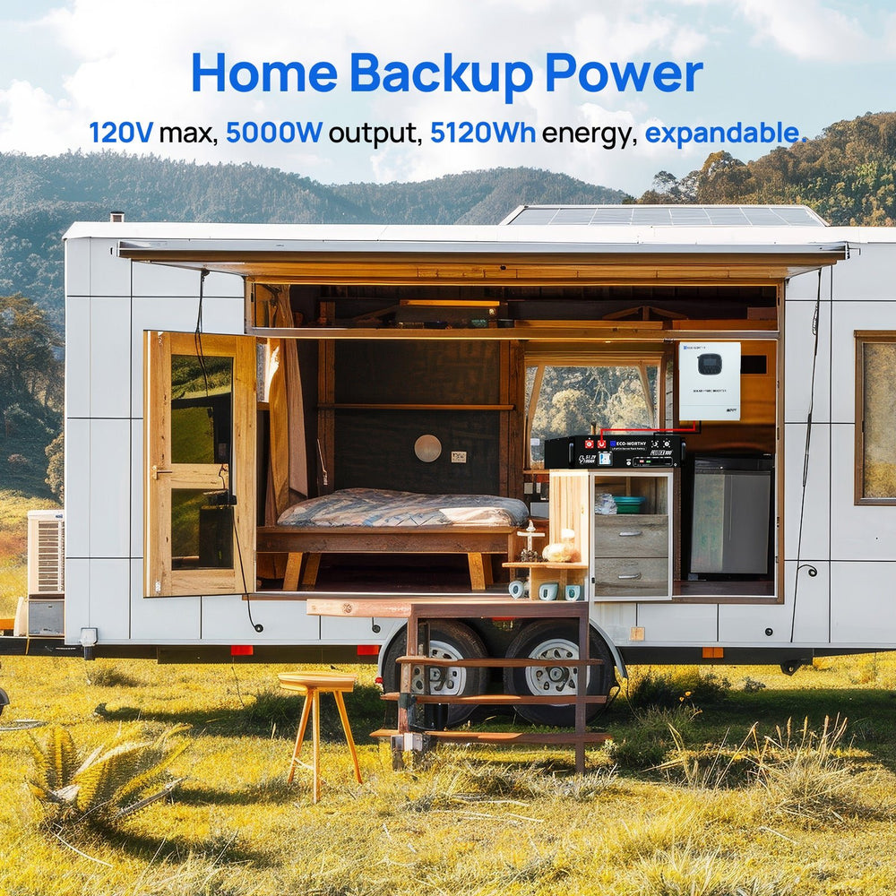 Eco - Worthy 5.12KWh Home Backup Power With Cubix 100 48V 100Ah LiFePO4 And 3000W 48V All in One Off Grid Inverter - eco - worthy - uk