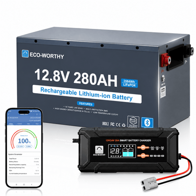 ECO-WORTHY EnergyRock 12V 280Ah Metal Case LiFePO4 Lithium Battery With Bluetooth and low-temp protection - eco-worthy-uk