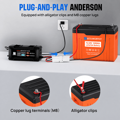 ECO-WORTHY EnergyTrek 12V 100Ah LiFePO4 Lithium Battery with Bluetooth and Low-Temp Protection - eco-worthy-uk