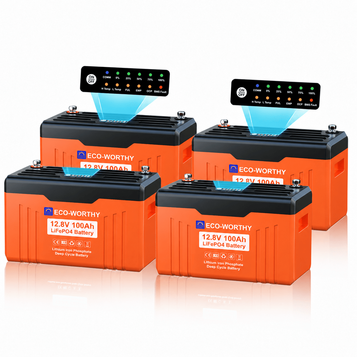 ECO-WORTHY EnergyTrek 12V 100Ah LiFePO4 Lithium Battery with Bluetooth and Low-Temp Protection - eco-worthy-uk