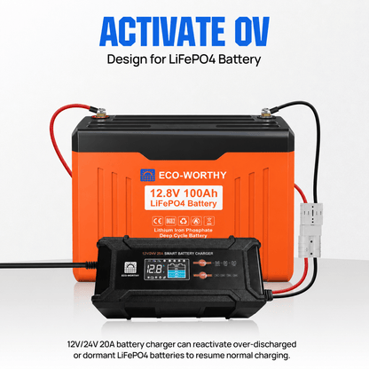 ECO-WORTHY EnergyTrek 12V 100Ah LiFePO4 Lithium Battery with Bluetooth and Low-Temp Protection - eco-worthy-uk