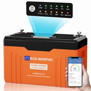 ECO-WORTHY EnergyTrek 12V 314AH Lifepo4 Lithium Battery Bluetooth with SOC Display & Low-Temperature Protection