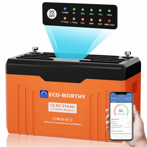 ECO-WORTHY EnergyTrek 12V 314AH Lifepo4 Lithium Battery Bluetooth with SOC Display & Low-Temperature Protection