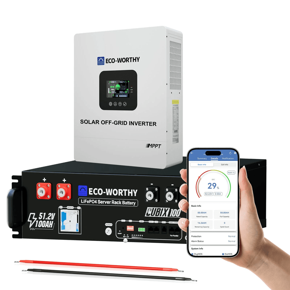 ECO - WORTHY Home Backup Power With Cubix 100 48V 100Ah LiFePO4 And 5000W 48V AIO Off - Grid Inverter - eco - worthy - uk