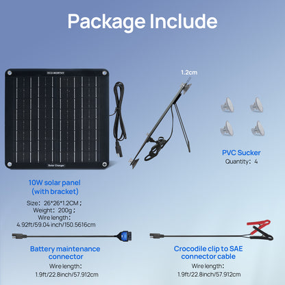 Eco-Worthy Upgrade 10W Solar Car Battery Trickle Charger for Car & Boat Batteries - eco-worthy-uk