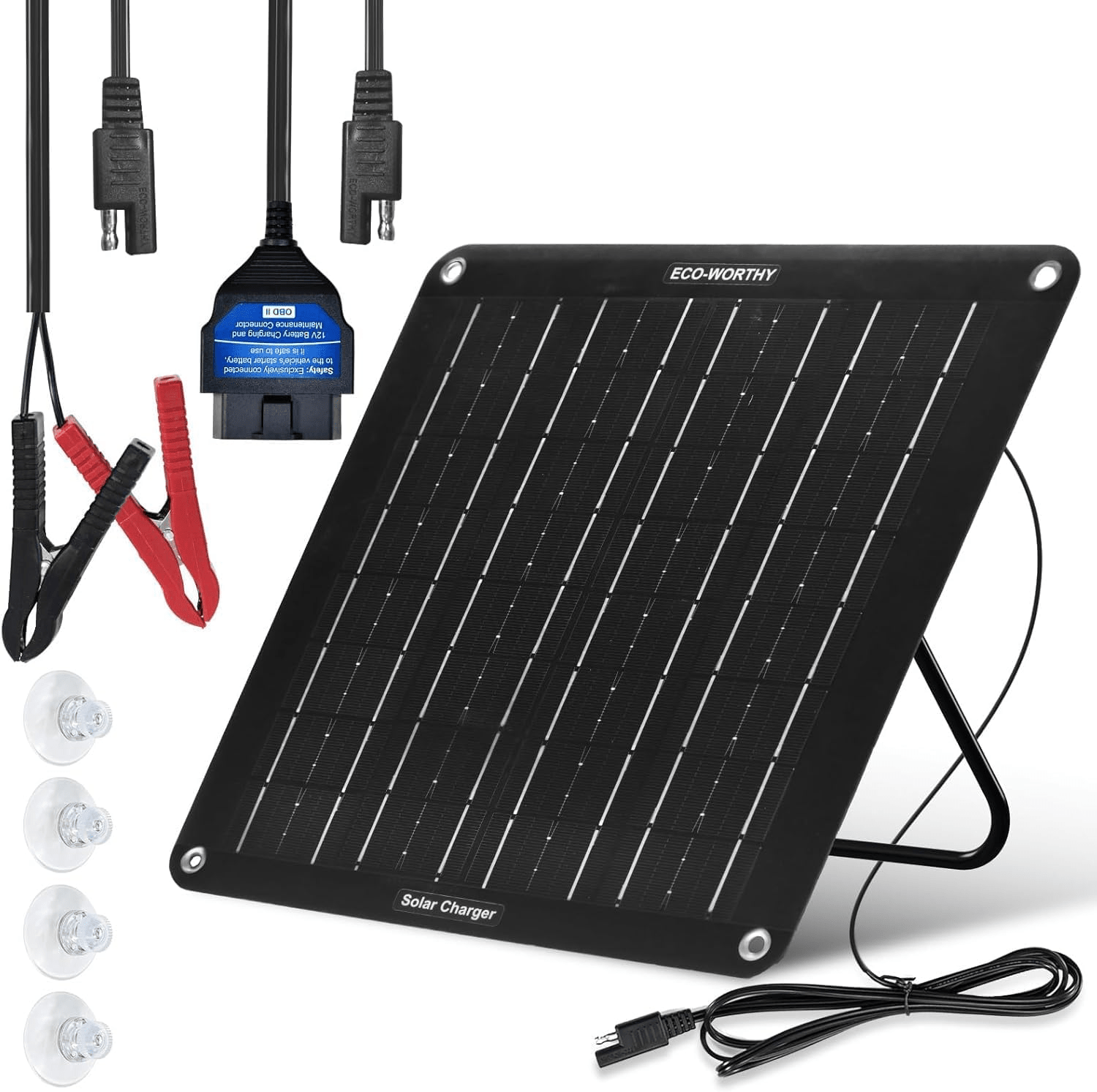 Eco-Worthy 10W Portable Solar Trickle Charger for 12V Batteries in Car & Boat - eco-worthy-uk