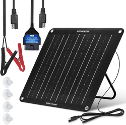 Eco-Worthy 10W Portable Solar Trickle Charger for 12V Batteries in Car & Boat