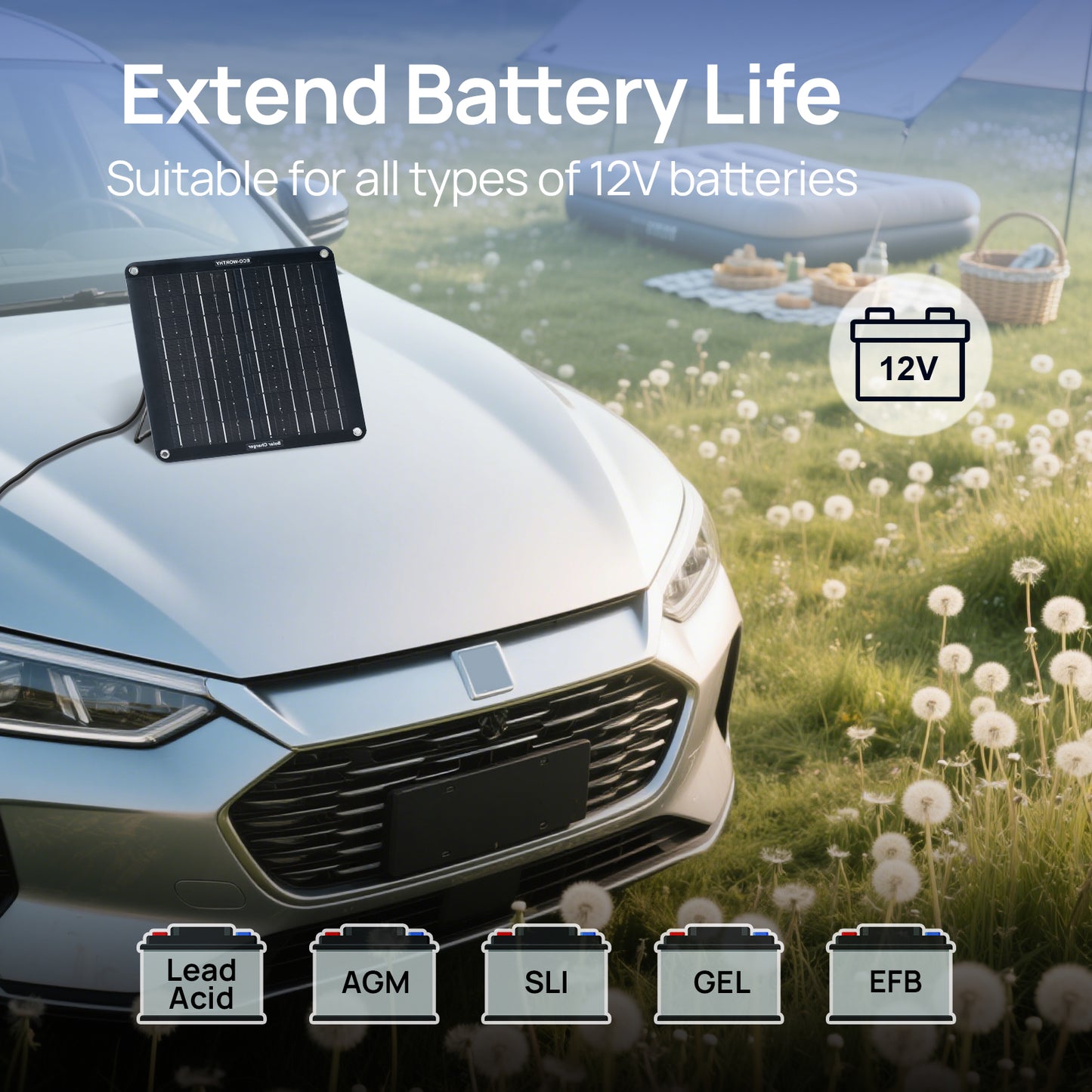 Eco-Worthy Upgrade 10W Solar Car Battery Trickle Charger for Car & Boat Batteries - eco-worthy-uk