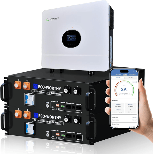 Eco - Worthy 10KWh Home Backup Solar Power Bundle With 48V 100Ah Server Rack Battery And 6000W 48V All - in - One Off Grid Inverter - eco - worthy - uk