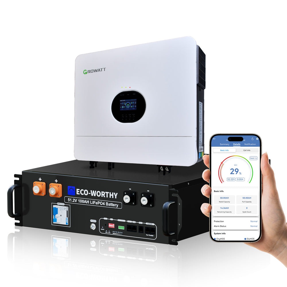 Eco - Worthy 10KWh Home Backup Solar Power Bundle With 48V 100Ah Server Rack Battery And 6000W 48V All - in - One Off Grid Inverter - eco - worthy - uk