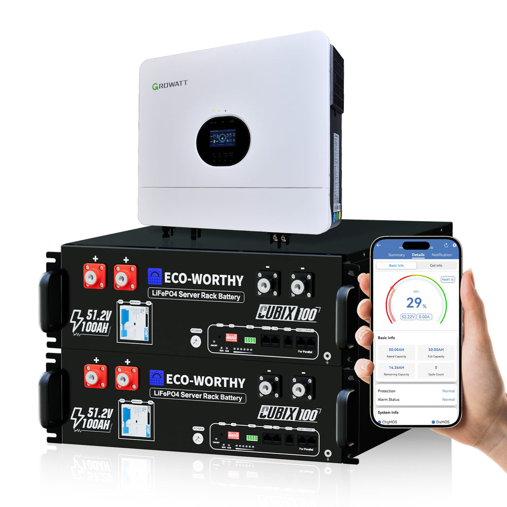 Eco - Worthy Home Backup Power With Cubix 100 48V 100Ah LiFePO4 And 6000W 48V AIO Off - Grid Inverter - eco - worthy - uk