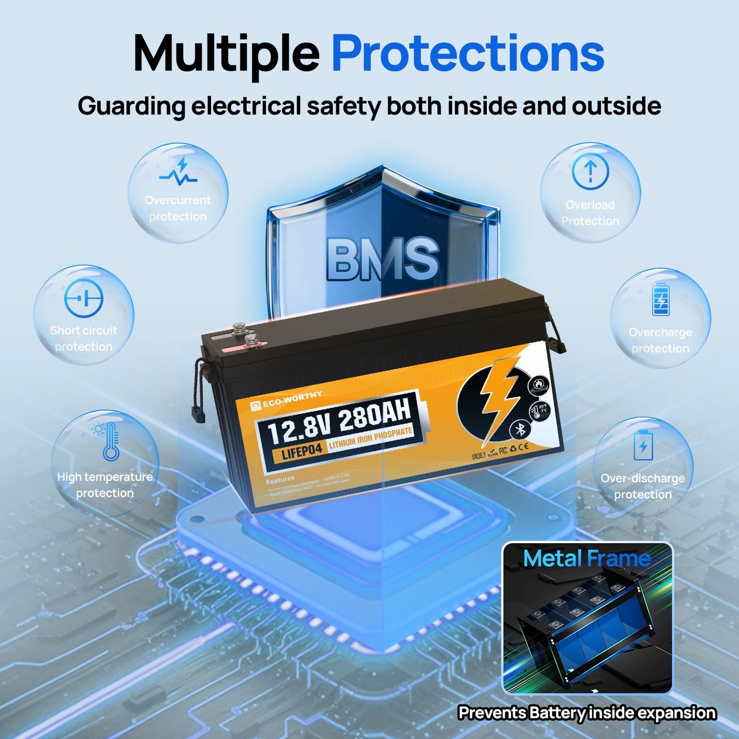 Eco - Worthy 12V 280Ah LiFePO4 Lithium Battery with Bluetooth and Low - Temp Protection - eco - worthy - uk