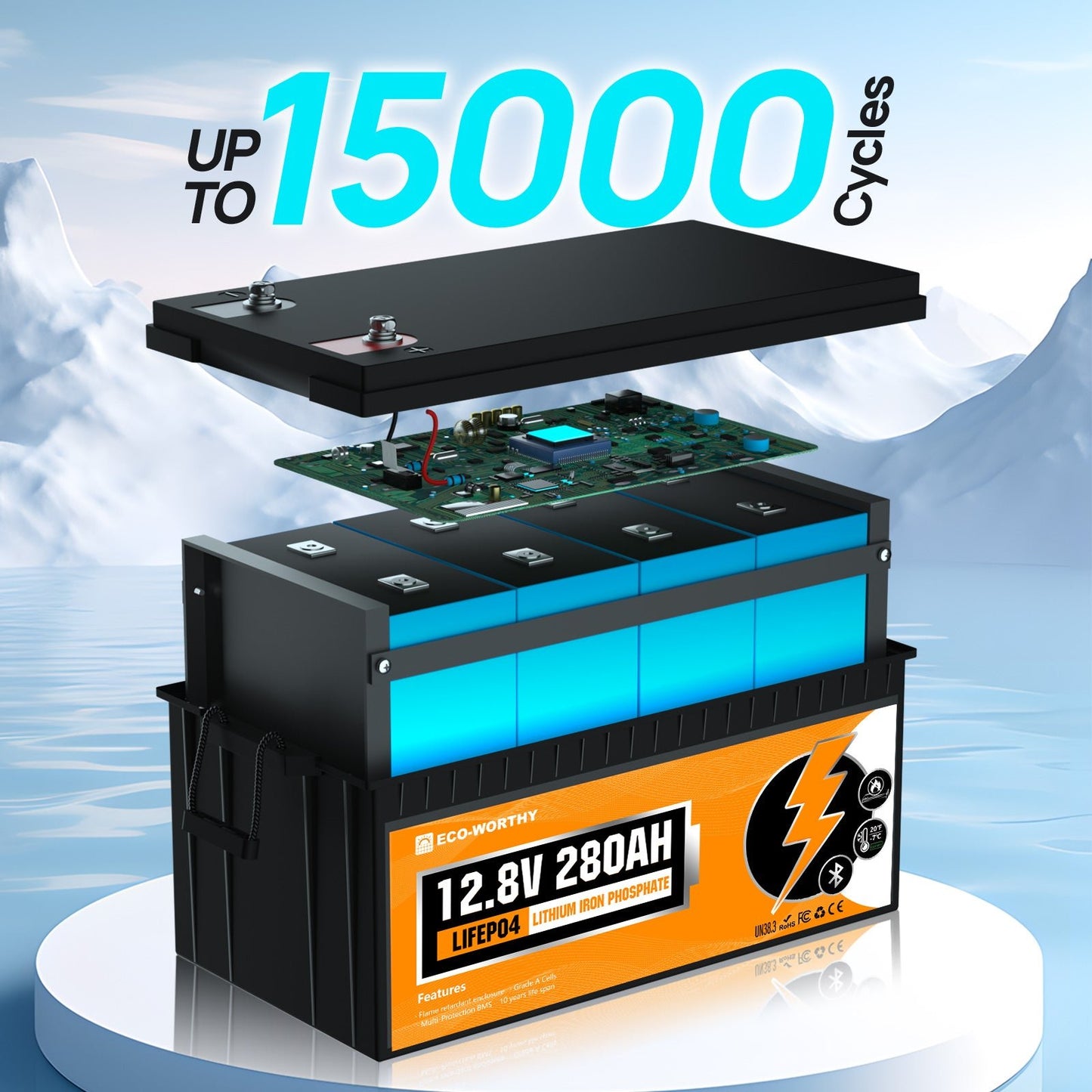 Eco - Worthy 12V 280Ah LiFePO4 Lithium Battery with Bluetooth and Low - Temp Protection - eco - worthy - uk
