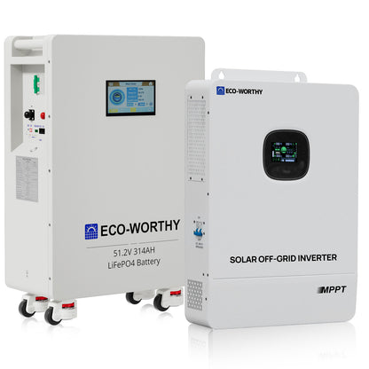 Eco - Worthy 16KWh Home Backup Solar Power Bundle With 48V 314Ah LiFePO4 Lithium Battery and 10000W 48V All - in - One Off Grid Inverter - eco - worthy - uk