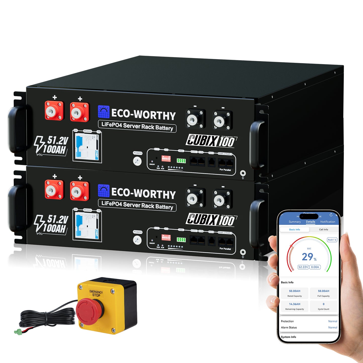 Eco - Worthy 48V 100Ah Server Rack Battery With Bluetooth & Wifi, 5.12kWh Lithium Battery | IEC62619, CEC - eco - worthy - uk