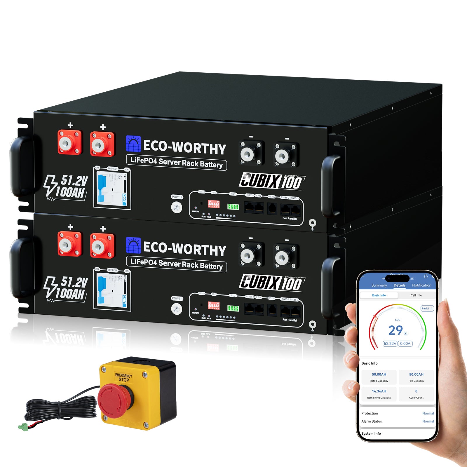 Eco-Worthy 48V 100Ah Server Rack Battery With Bluetooth & Wifi, 5.12kWh Lithium Battery | IEC62619, CEC - eco-worthy-uk