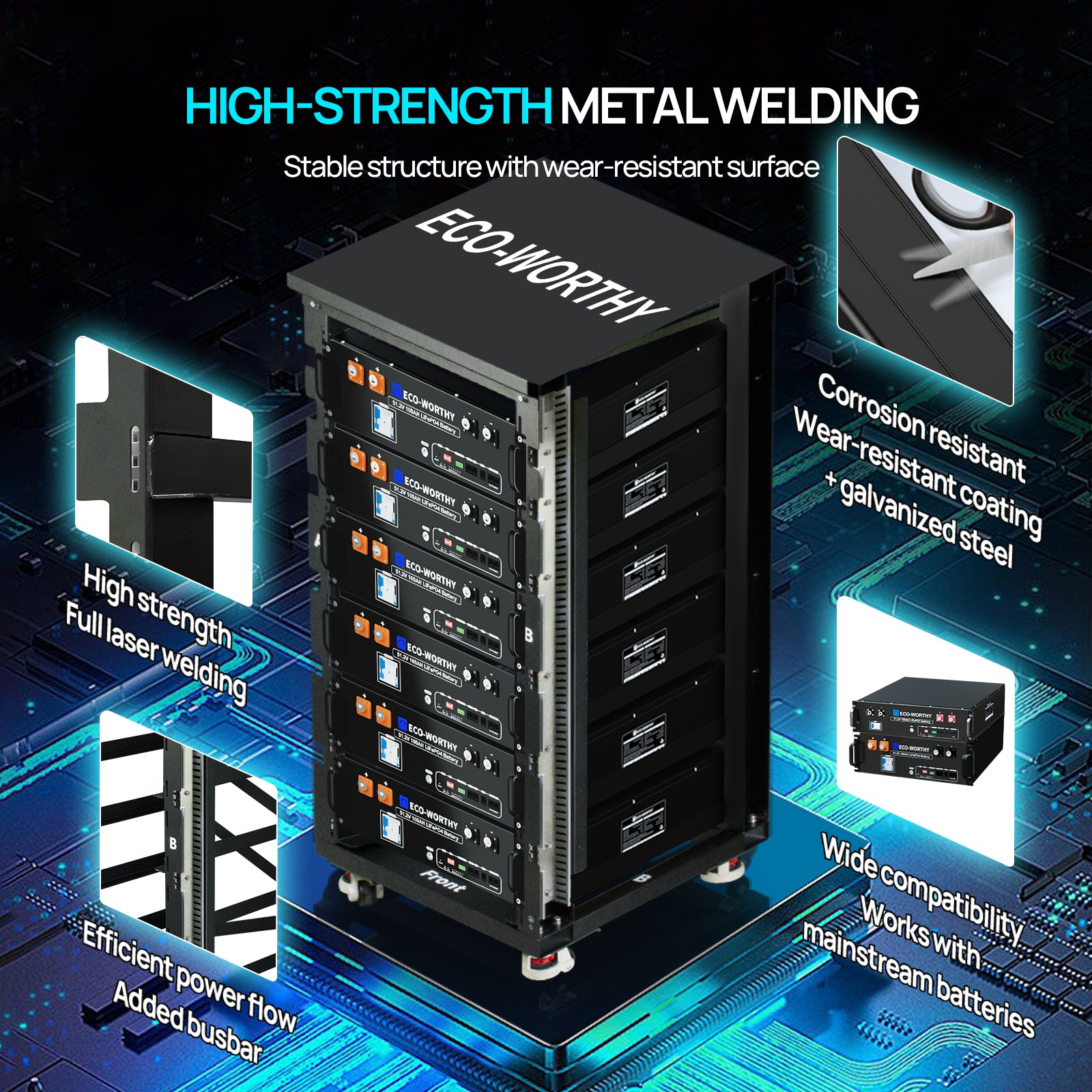 Eco - Worthy 6 - Layer 19 Inch Rack for Server Rack Battery - eco - worthy - uk