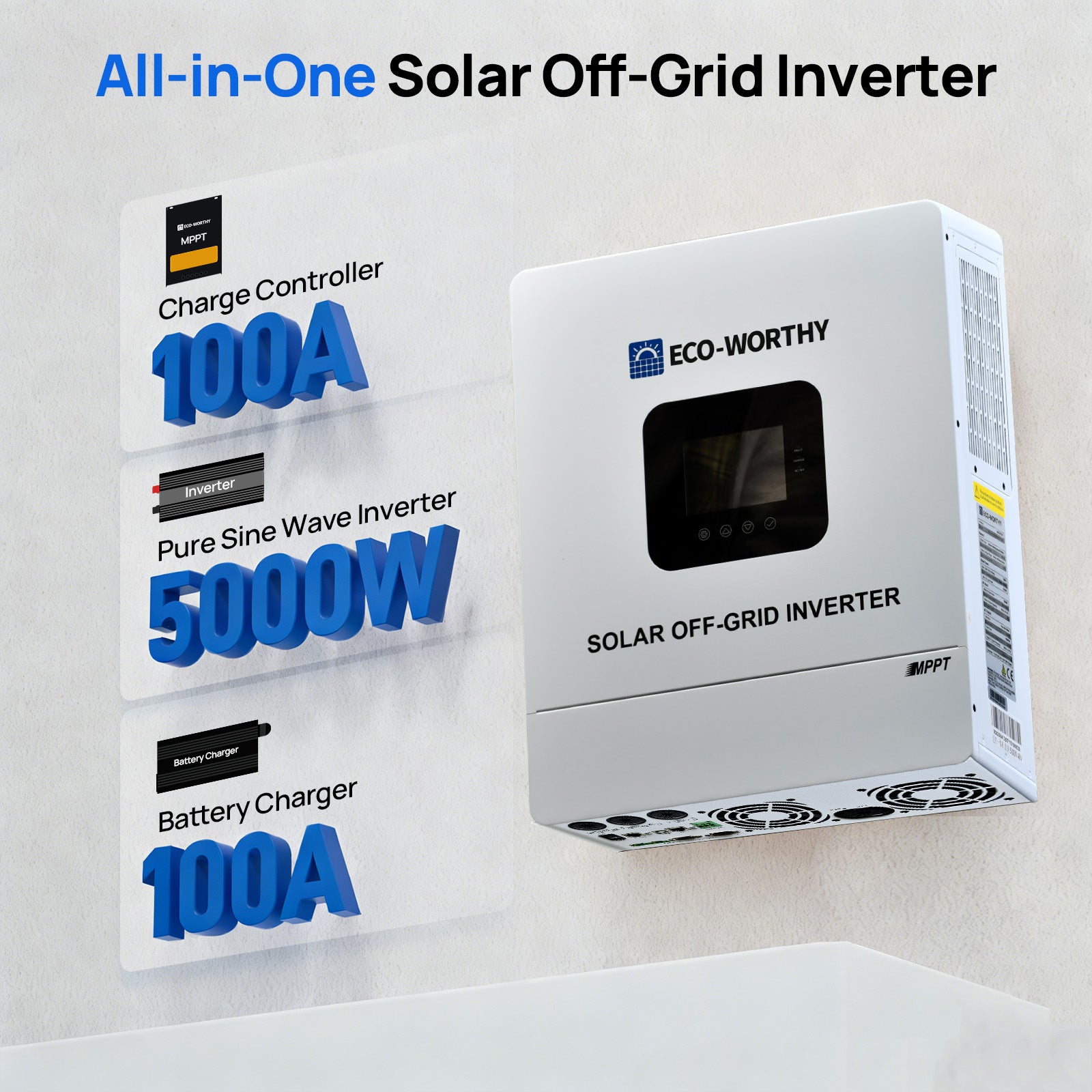Eco Worthy 48V 5000W Solar All-in-one Inverter & 100A Controller for Off Grid System-2