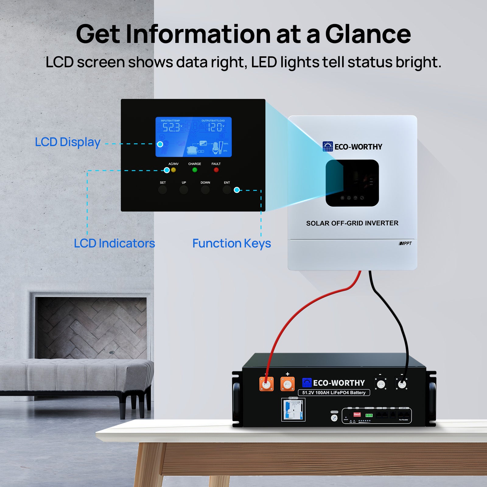 Eco Worthy 48V 5000W Solar All-in-one Inverter & 100A Controller for Off Grid System-5