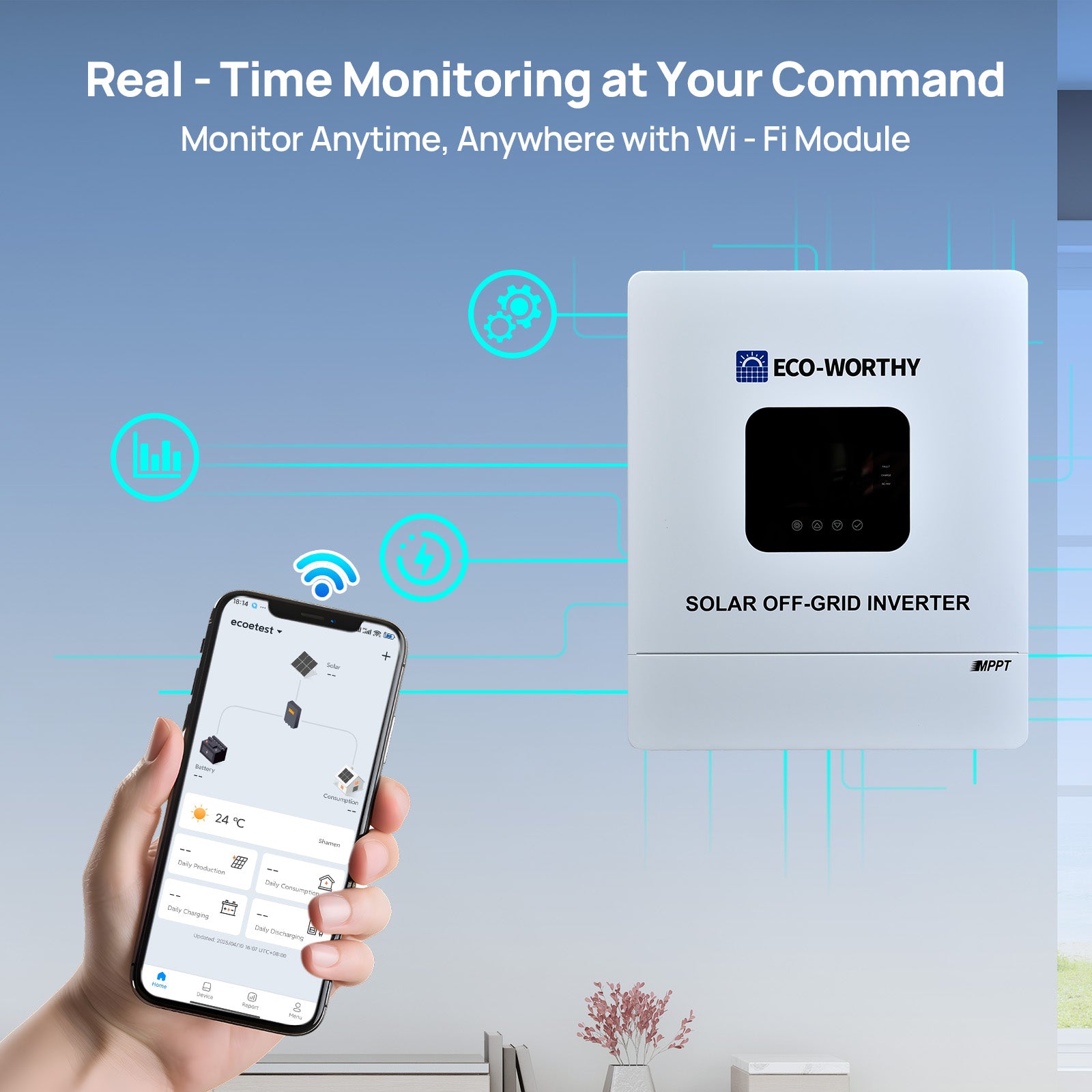 Eco Worthy 48V 5000W Solar All-in-one Inverter & 100A Controller for Off Grid System--6