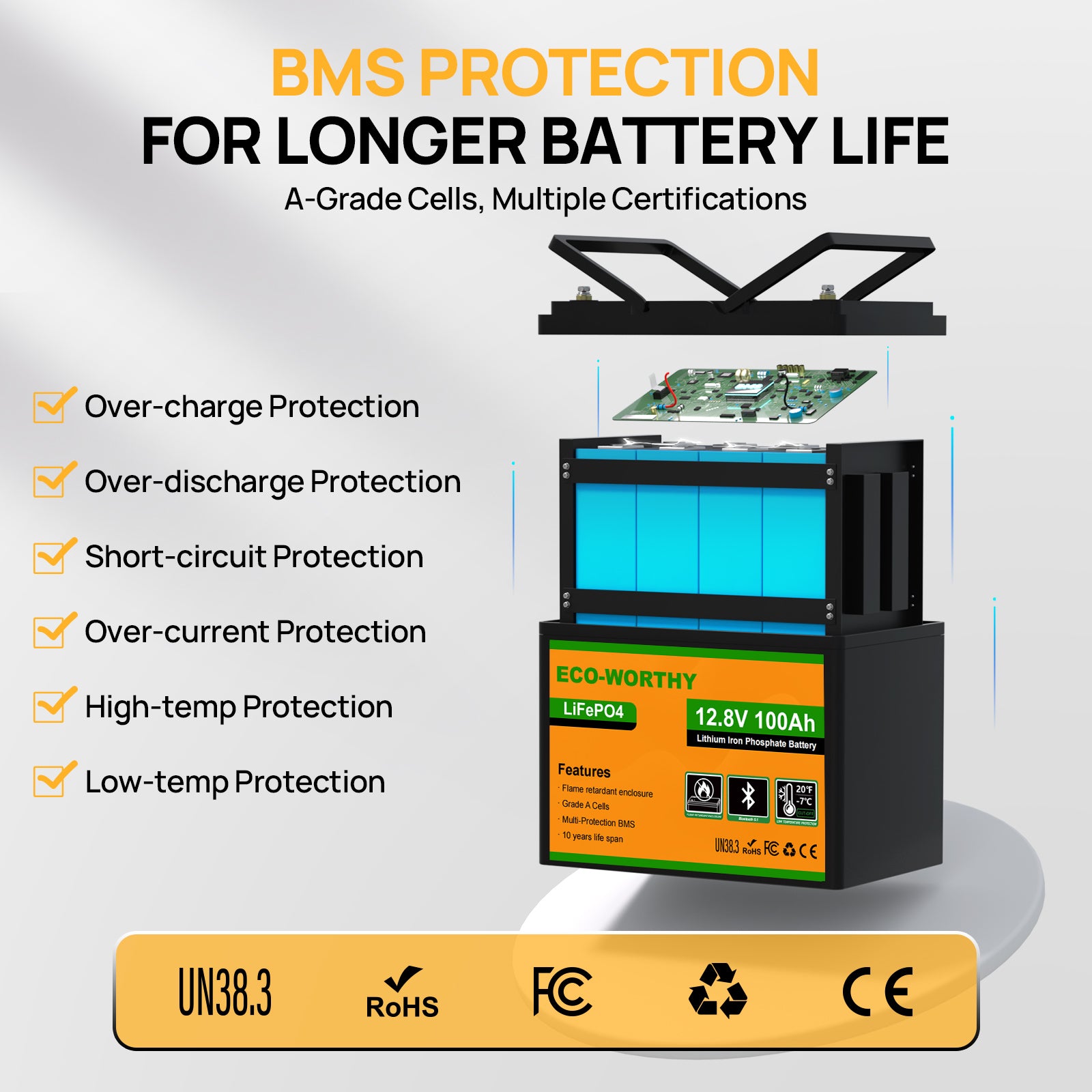 LiFePO4 12V 100Ah Lithium Battery With Bluetooth And Low - temperature Protection - eco - worthy - uk