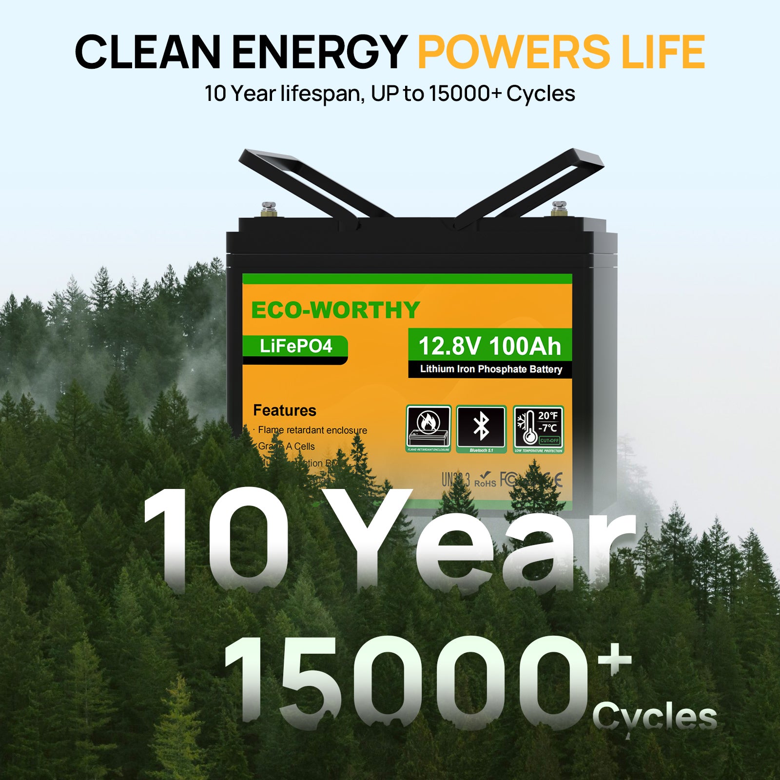 LiFePO4 12V 100Ah Lithium Battery With Bluetooth And Low - temperature Protection - eco - worthy - uk