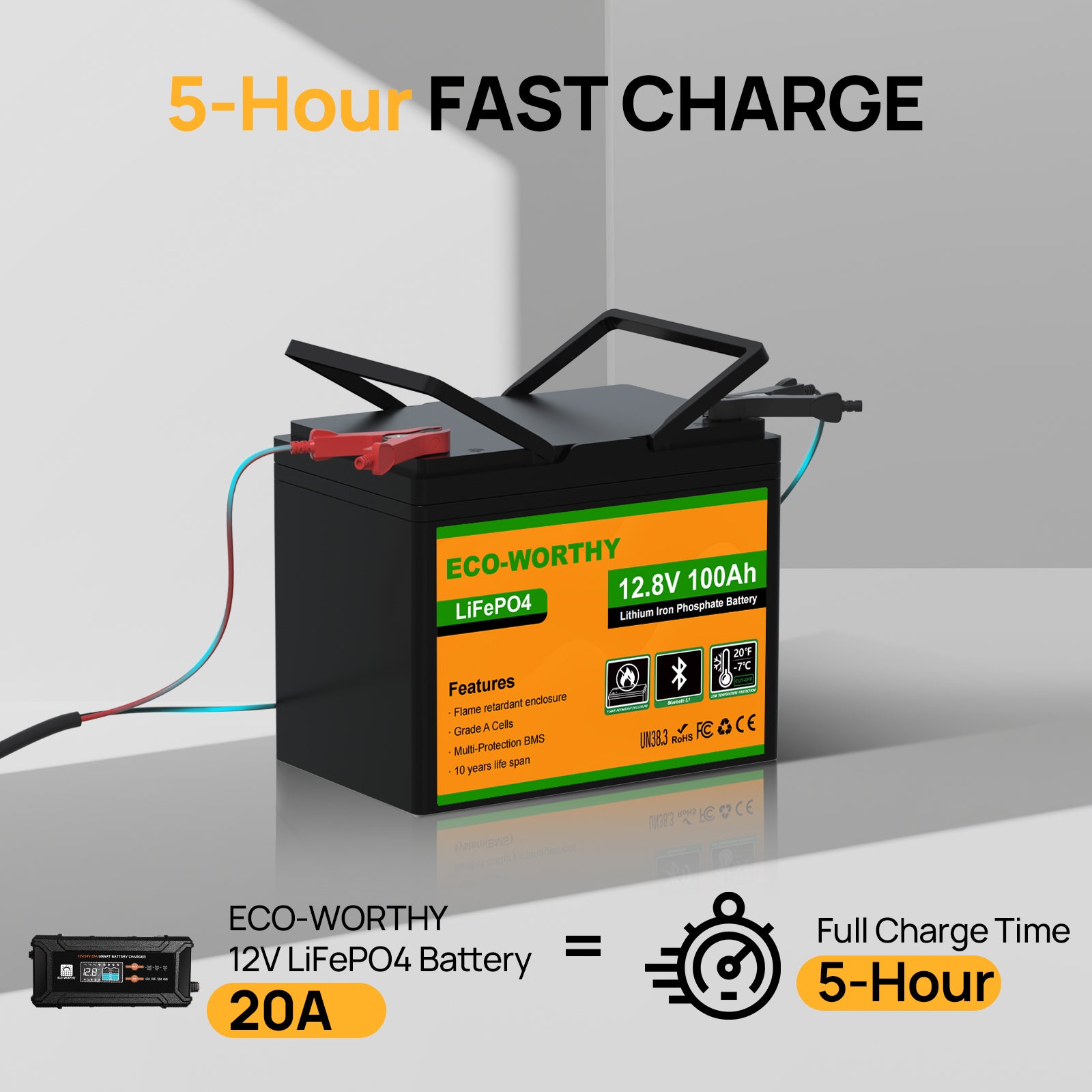 LiFePO4 12V 100Ah Lithium Battery With Bluetooth And Low - temperature Protection - eco - worthy - uk